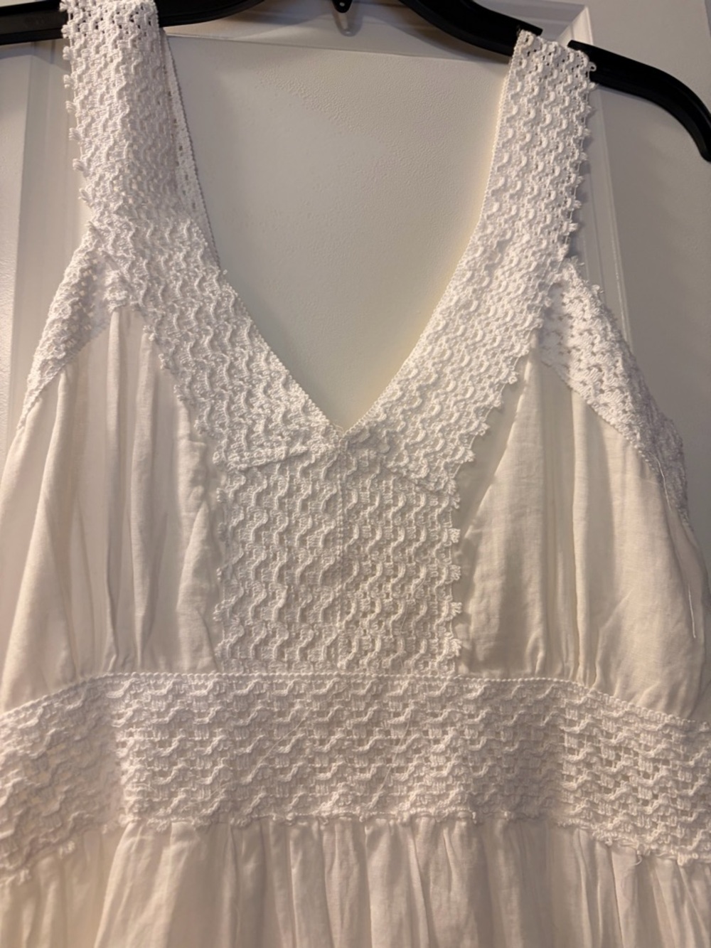 White Cotton Boho Tiered Maxi Dress with Lace Trim - Picture 5 of 8